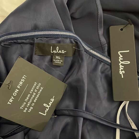 Lulu's Blue Cocktail Dress Womens Size XL Law of Attraction One-Shoulder NEW - Picture 2 of 14